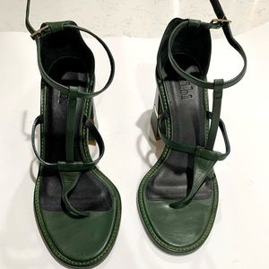 Tibi green 3” sandals